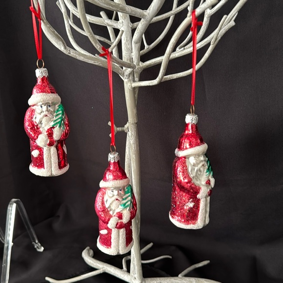 VINTAGE HAND BLOWN & PAINTED POLISH MERCURY GLASS SANTA
CHRISTMAS ORNAMENTS - Picture 2 of 5